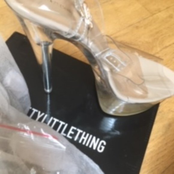 CLEAR EXTREME CLEAR PLATFORM SANDALS - Picture 1 of 10